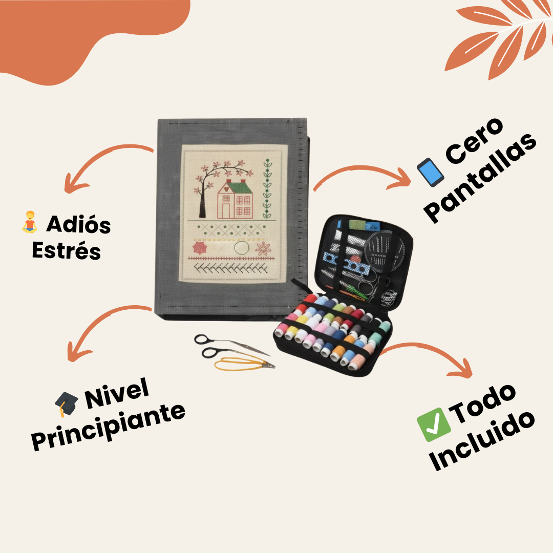 Libro de Bordado Antiestrés: Kit Completo con 60+ Diseños