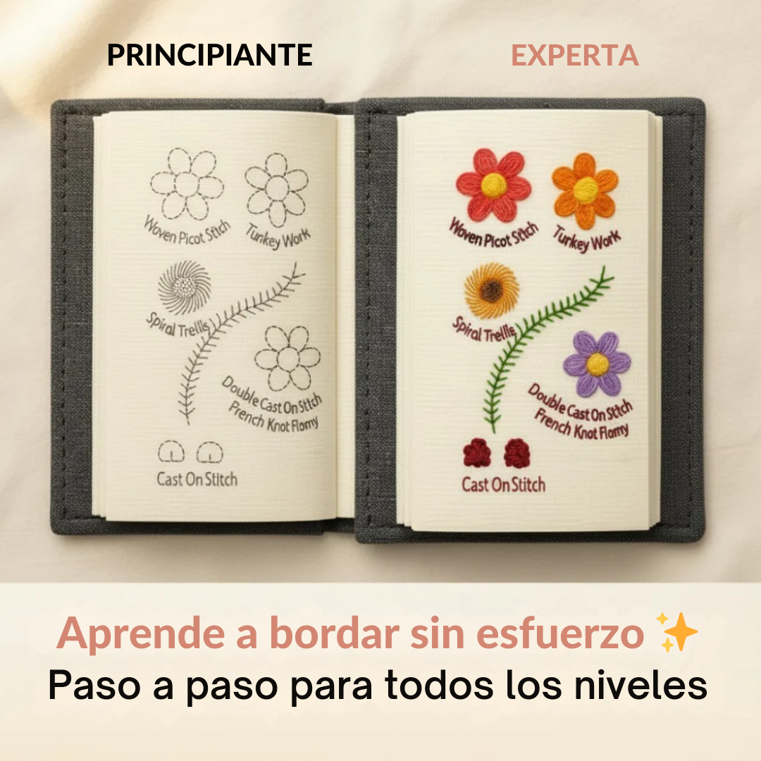 Libro de Bordado Antiestrés: Kit Completo con 60+ Diseños